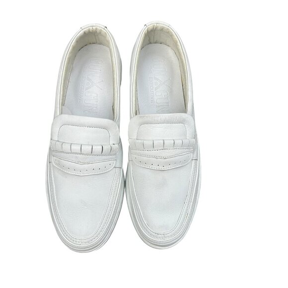 Vintage 80s 90s Men's White Slip on Loafers Gun Gun Size 42 US 8.5 - Picture 1 of 9